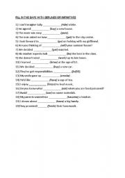 English Worksheet: gerunds & infinitives with key