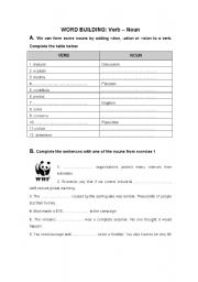 English worksheet: Word building: verbs into nouns