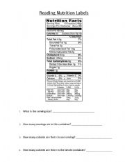 Reading Nutrition Labels 1