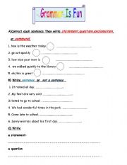 English worksheet: Grammar Is Fun