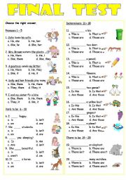 English Worksheet: Final Test ( 2 pages )