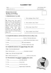 English Worksheet: PLACEMENT TEST