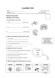 English Worksheet: PLACEMENT TEST