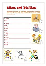 English worksheet: Likes and Dislikes