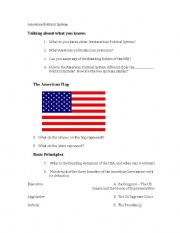 English Worksheet: American Political System Worksheet (to be used with Powerpoint)