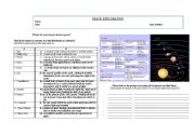 English Worksheet: Space and Our Solar System