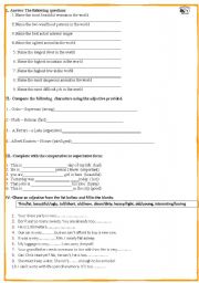 English Worksheet: Superlatives and Comparatives Activity