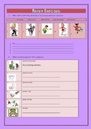 English Worksheet: Present Continuous + Can/Cant