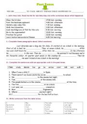 English Worksheet: Past Tense Exercises