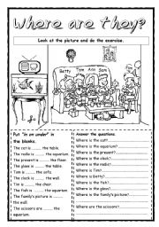 English Worksheet: Where are they?