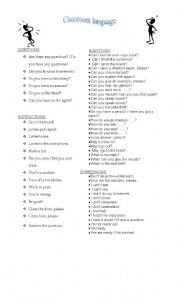 English Worksheet: classroom language