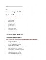 English Worksheet: word order exercise
