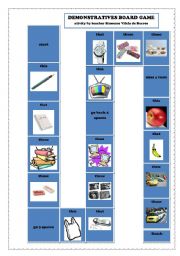 English Worksheet: demonstratives board game