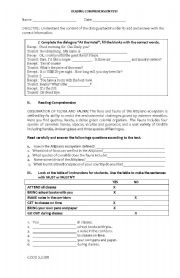 English Worksheet: Reading comprehension mini test