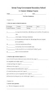 English Worksheet: The three musketeers
