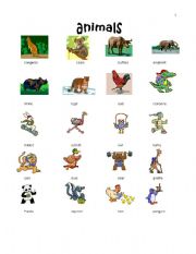 English worksheet: Animals