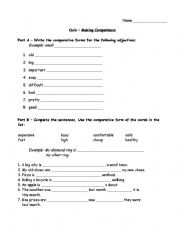 English worksheet: Comparisons Quiz