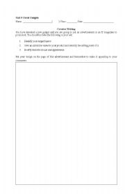 English Worksheet: Creative writing of new gadget