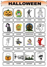 English Worksheet: Halloween Vocabulary