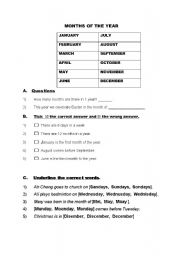 English Worksheet: Months of the Year