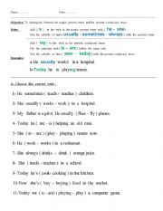 English worksheet: Present Simple Tense and Present Continuous Tense