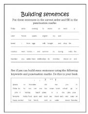 English worksheet: Sentence building worksheet