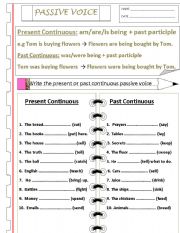 English Worksheet: Passive Voice Present/Past Continuous