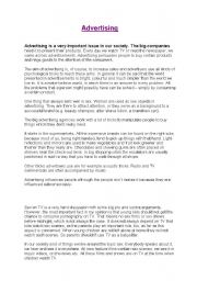 English Worksheet: Advertising