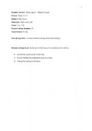 English worksheet: reading lesson plan