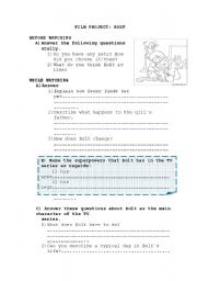 English Worksheet: FILM PROJECT: BOLT