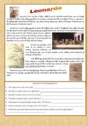 English Worksheet: Leonardo - Reading Comprehension