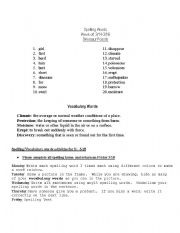 English Worksheet: Spelling words
