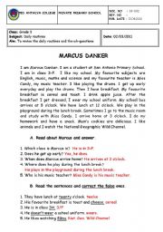 English Worksheet: marcus daily life
