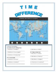 English Worksheet: World Time Zones