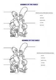 English Worksheet: MEMBERS OF THE FAMILY