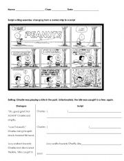 Changing comic strip into a drama script