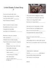 English worksheet: United breaks guitars song 3