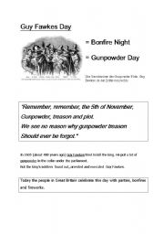 English worksheet: Guy Fawkes Day