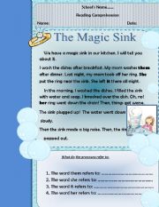 English Worksheet: THE MAGIC SINK