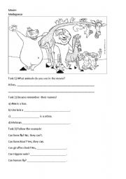 English Worksheet: Madagascar Movie activity