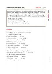 English Worksheet: for, since, until, ago