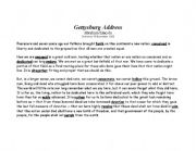 English Worksheet: Gettysburg Address with vocabulary