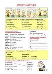 English Worksheet: Grammar - Short answers