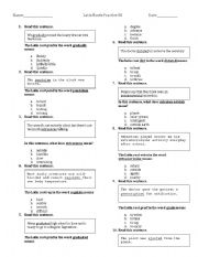 English Worksheet: Latin Roots - CA CST Format - 4th Grade