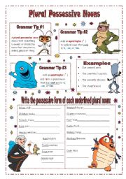 English Worksheet: Plural Possessive Nouns