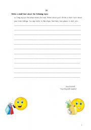 English worksheet: shopping-test for 7th graders part 3 (1/3)