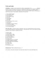 English worksheet: Firsts and Lasts