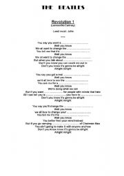 English worksheet: Revolution-The Beatles