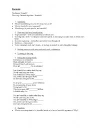 English Worksheet: Discussion based on the song