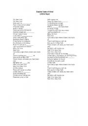 English Worksheet: Empire State of Mind Song by Alicia Keys- Fill in the Blanks